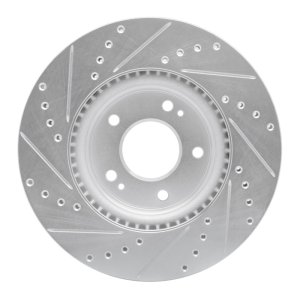 Hyundai Elantra Brake Rotor (1) - Front Right - R1 Concepts - Drilled & Slotted - Silver - `20-`25